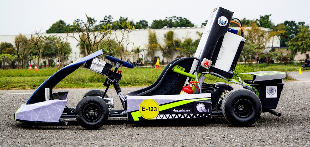 a go kart is parked on the side of the road