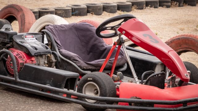 red and black go cart