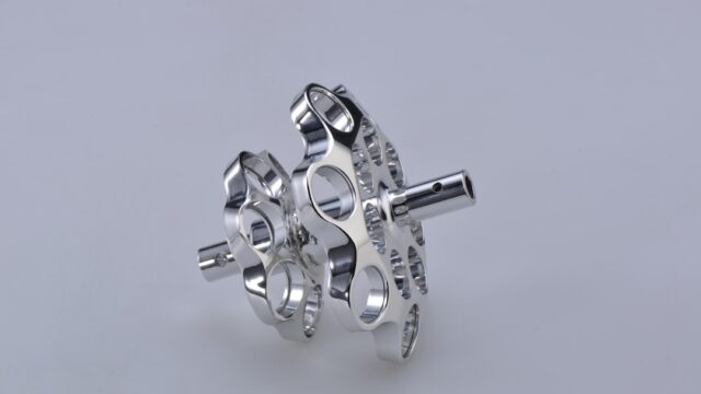 silver and black round accessory