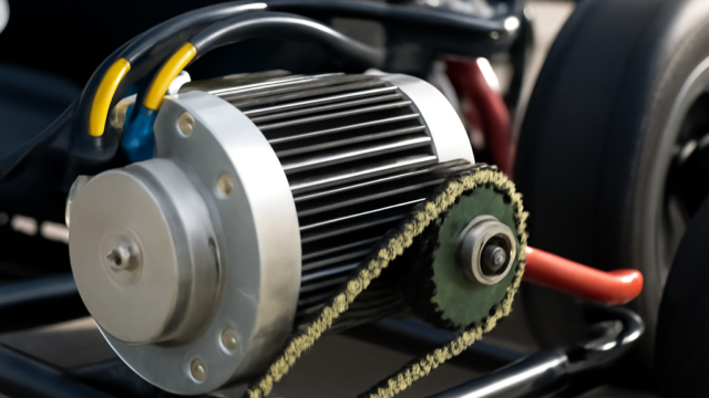 A clean, realistic editorial photograph of go kart electric motor, natural light, no text or logos.