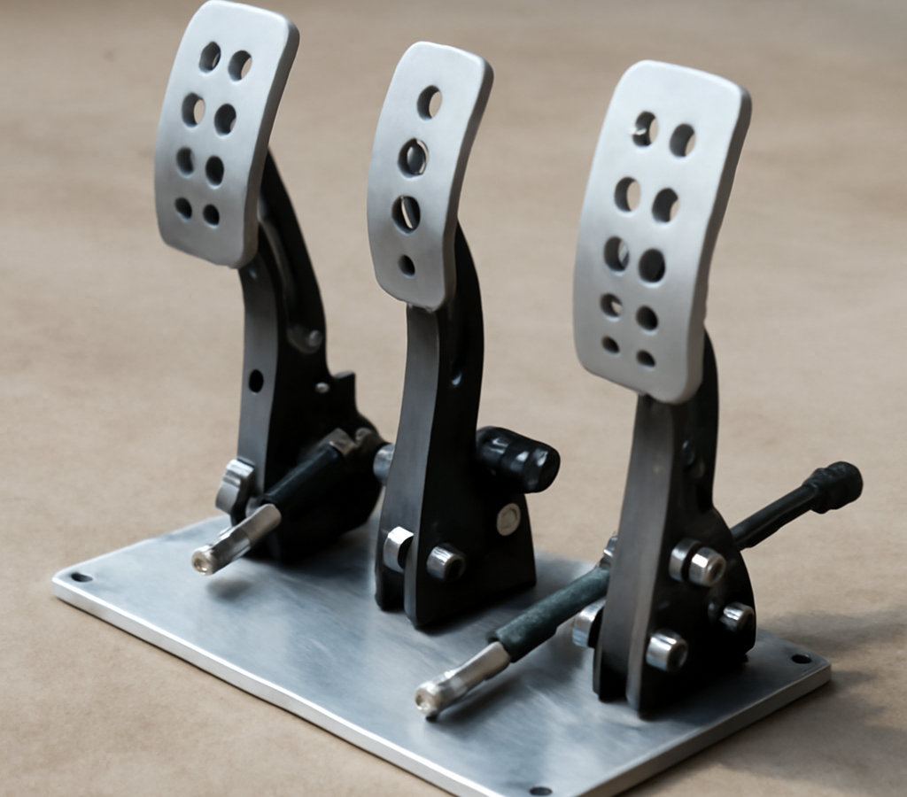 A clean, realistic editorial photograph of go kart pedals kit, natural light, no text or logos.