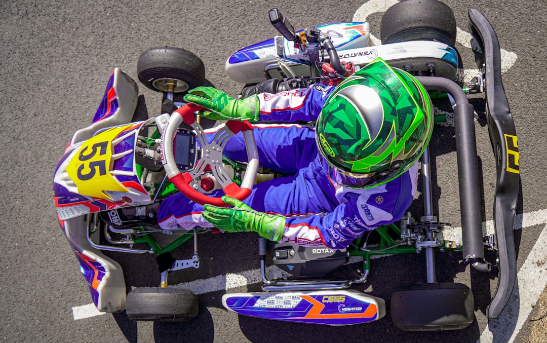 Driver in racing suit on a go-kart