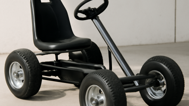 A clean, realistic editorial photograph of pedal go kart for adults, natural light, no text or logos.