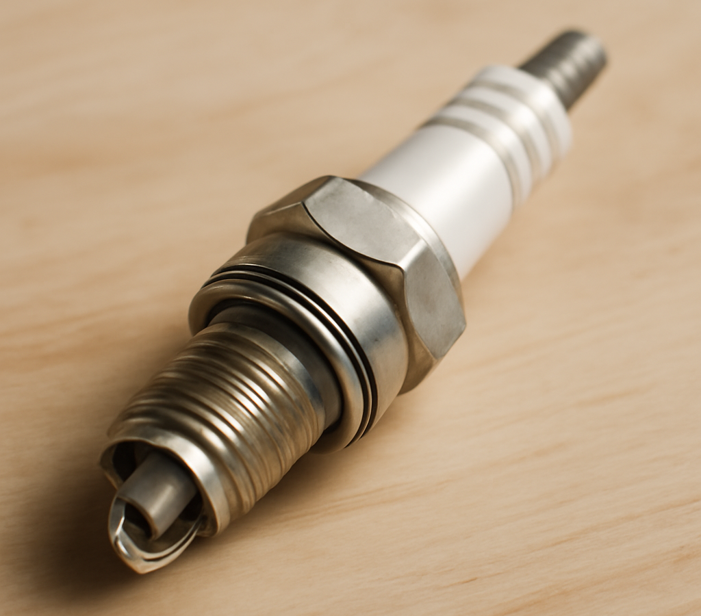 A clean, realistic editorial photograph of predator 212 spark plug, natural light, no text or logos.