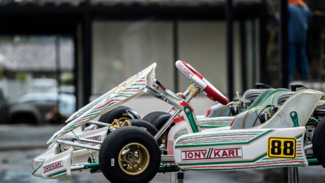 white and red go kart